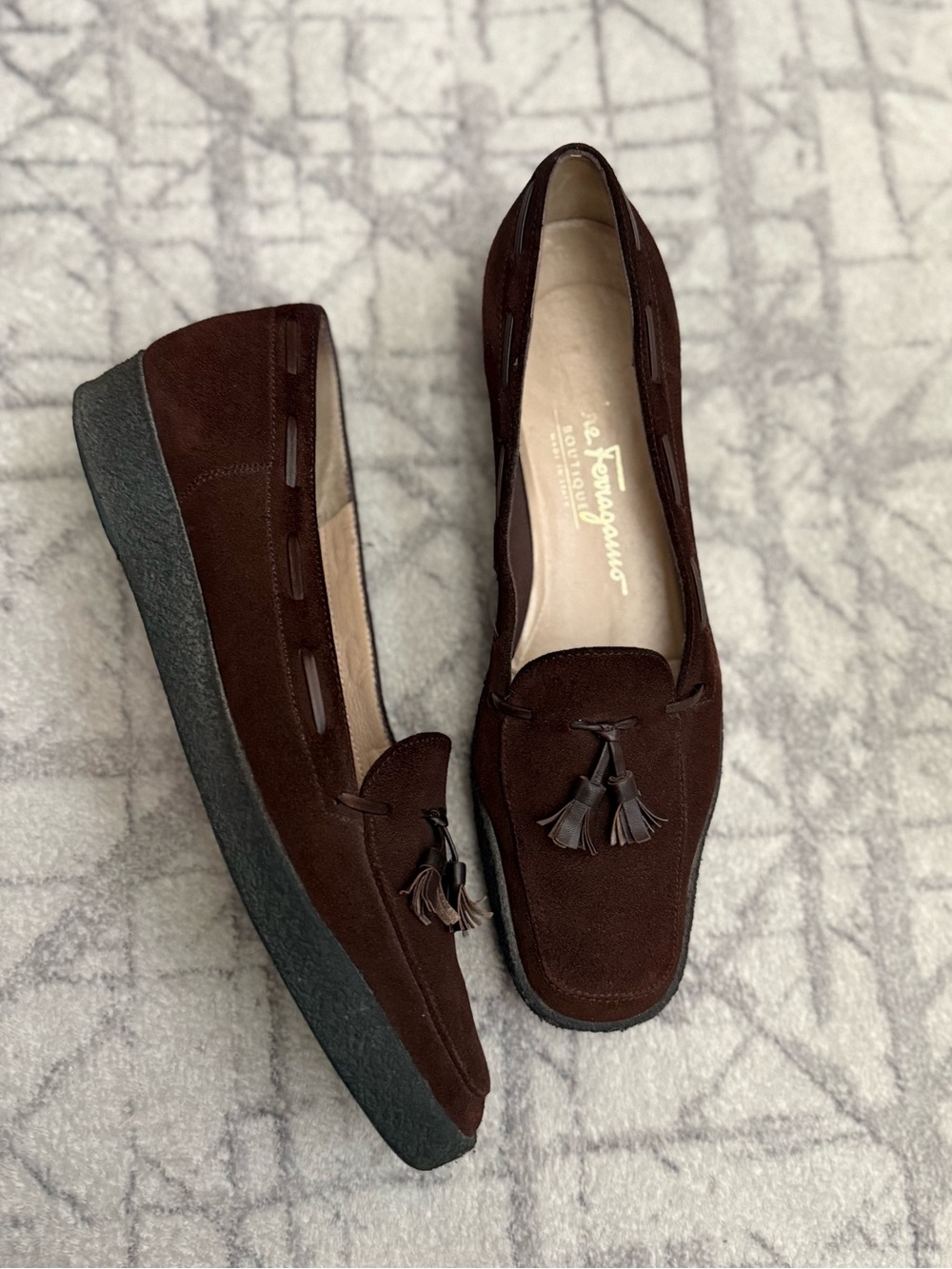 Salvatore Ferragamo Boutique Brown Suede Tassel Loafers Size 6.5 - Picture 6 of 10